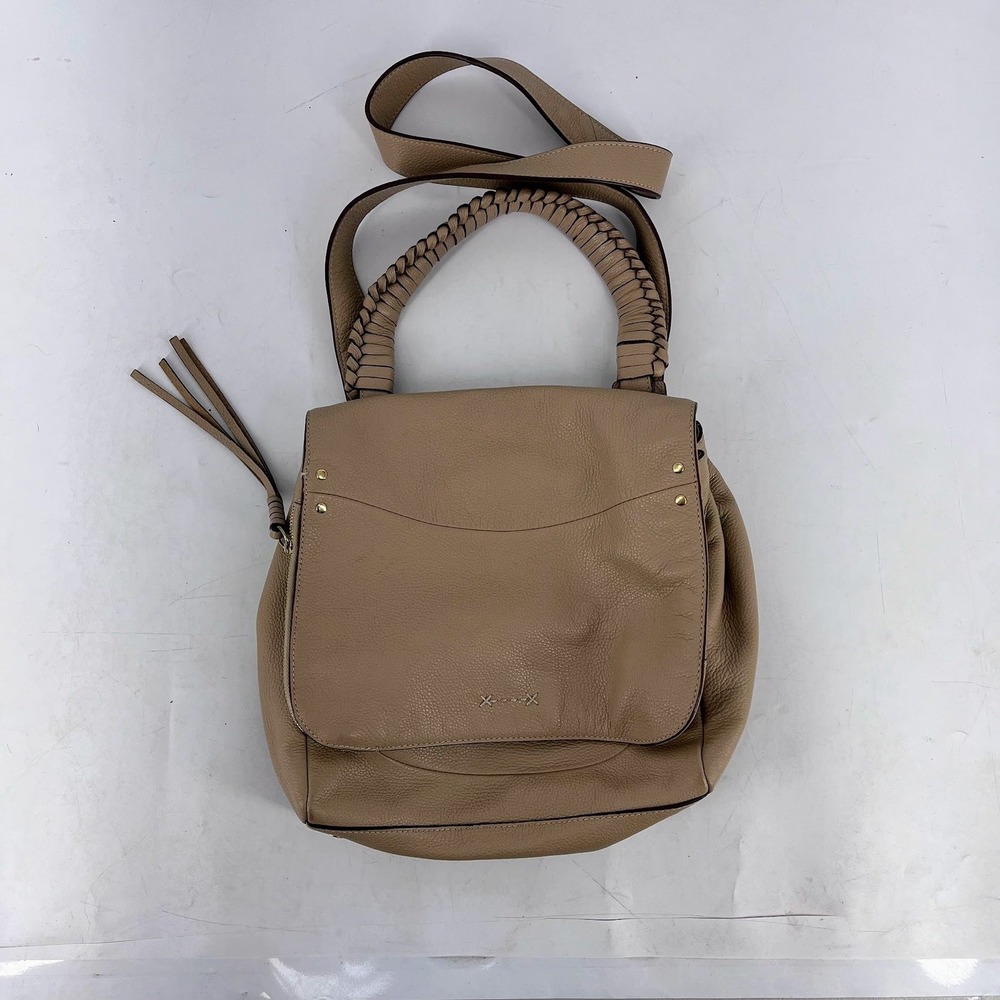 Elizabeth & James Pebbled Leather Braided Handle Crossbody Shoulder Bag